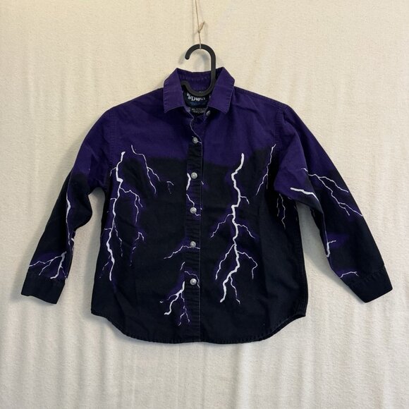 Vintage Brooks and Dunn Lightning Print Western Shirt Panhandle Slim Youth M - Picture 1 of 7